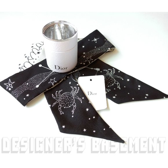 Dior Accessories - DIOR black CANCER MITZAH skinny ZODIAC silk scarf